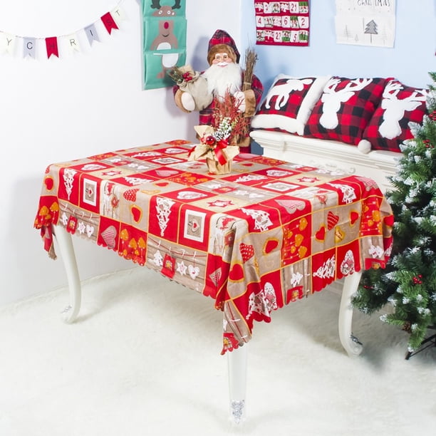 Christmas Tablecloth Polyester Table Cover Rectangle Tablecloth for Merry Christmas Holiday New Year Eve Party Decorations Supplies,60x72inch