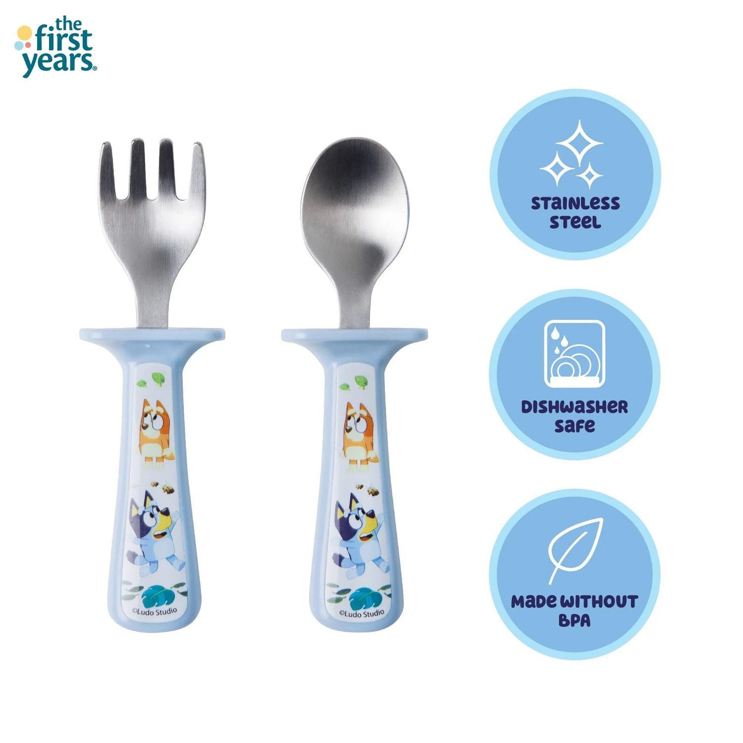 The First Years Bluey Toddler Silverware 2 Pk with Handle Guards - Ages 9 Months and up, 9M+