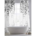 thumbnail image 5 of Grey Sheer Curtains 108 Inch Length 2 Panels for Living Room, Eucalyptus Leaves Voile Kitchen Curtain Set, Luxury Privacy Drapes Window Treatment for Bedroom, 5 of 7