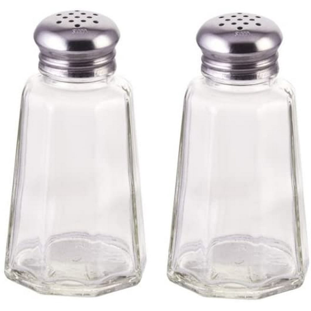 Great Credentials Salt and Pepper Shakers with Stainless Tops Set of 2