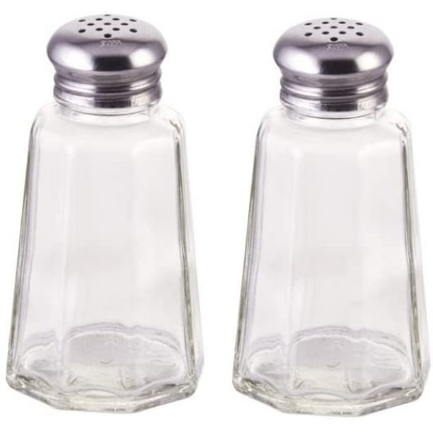 Great Credentials Salt and Pepper Shakers with Stainless Tops Set of 2 (Paneled Shakers