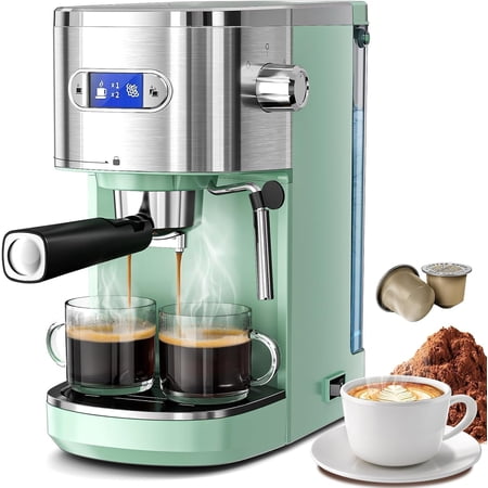WAA 20Bar Semi Automatic Espresso Machine LCD Control Steam Frother Horn Portafilter Separate 1.2L Water Tank,for Home Kitchen Apartment Countertop