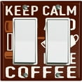 thumbnail image 1 of Metal Light Switch Wall Plate Outlet Cover (Keep Calm And Make Coffee Brown - Double Rocker), 1 of 2