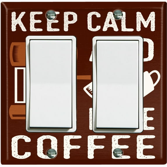 Metal Light Switch Wall Plate Outlet Cover (Keep Calm And Make Coffee Brown - Double Rocker)