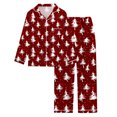 thumbnail image 4 of Christmas Pajamas for Women Set 2025 Silk Long Sleeve Button Collared Sleep Shirt and Pants Pjs Set Womens Pajama Sets, 4 of 5