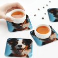 thumbnail image 7 of Pofeuu Playful Smile Cute Dog Print Leather Coasters Set of 6, Round Cups Mugs Mat Pad for Home Kitchen Heat Resistant Drink Coasters,Square, 7 of 7