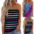 thumbnail image 6 of Strapless Bandeau Tank Tops for Women Stripe Colorful Elastic Off Shoulder Slim Fit Summer 2025 Trendy Tshirts Pink,XL, 6 of 6