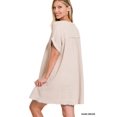 thumbnail image 3 of Zenana Women & Plus Relaxed Fit Gauge Rolled Short Sleeve Raw Edge Mini V-Neck T-Shirt Dress, 3 of 6