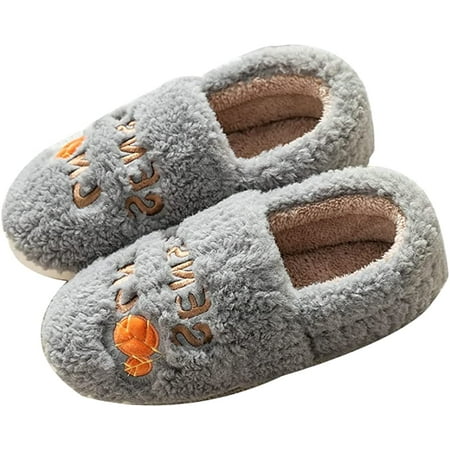 

DanceeMangoo Women Slippers Fluffy Faux Fur Winter Slide Memory Anti-Slip Foam House Shoes