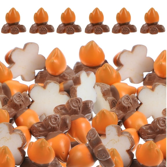 Jiyike 60 pcs Miniature Campfire Model Fire Fake Resin Bonfire Model Miniature Decoration