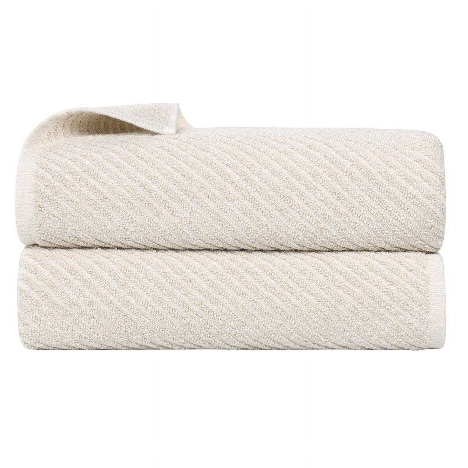 Superior Amelia Viscose Cotton Blend Medium Weight Bath Sheets, Set of 2, Beige