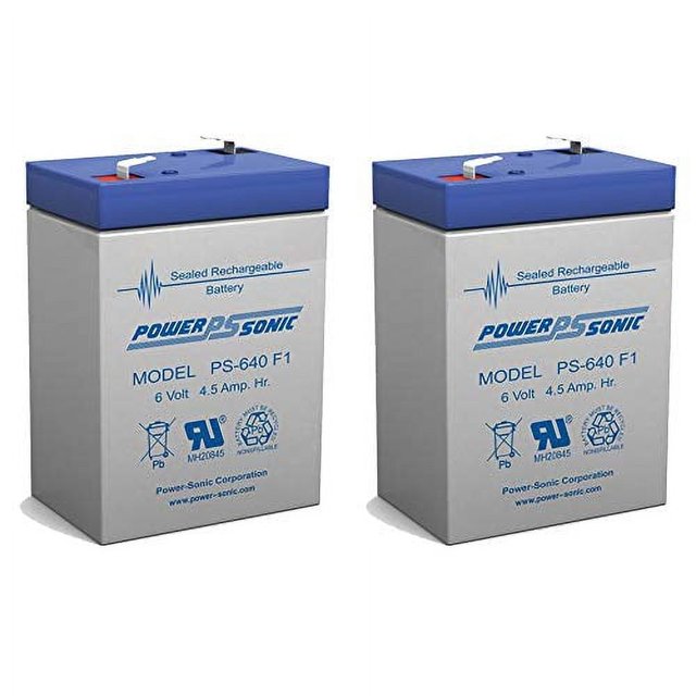 Power Sonic PS-640 6V 4.5AH SLA BATTERY F1 FAST ON TAB TERMINALS - 2 Pack