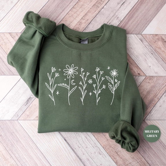 Nature Wildflowers Sweatshirt, Flower Crewneck Sweater, Floral Women Outfit, Garden Lover T-Shirt, Flowers Hoodie, Botanical For Her TSHIRT All Size S-5XL