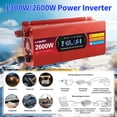 thumbnail image 4 of 1300W 2600W Peak Power Inverter DC 12V to AC 110V, Modified Sine Wave Car Inverter with Dual USB (3.1A) & 2 AC Outlets, LCD Display – for Camping, RV, Trucks, Home Emergency Red, 4 of 10