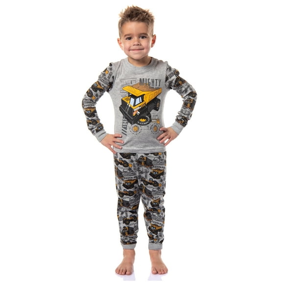 Tonka Toddler Boys' 952 Mighty Dump Truck 2 Piece Tight Fit Long Sleeve Shirt Pajama Pant Lounge Set