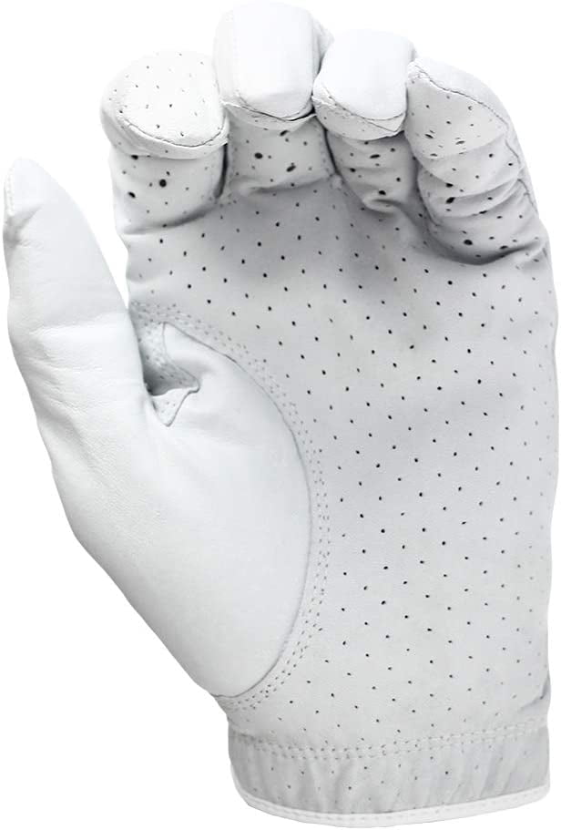 Rife Golf Mens Pro Tour White Super Premium Cabretta Leather Golf Gloves Comfort Fit Breathable Ventilation for Maximum Feel - 9 Pack (X Large, Right)