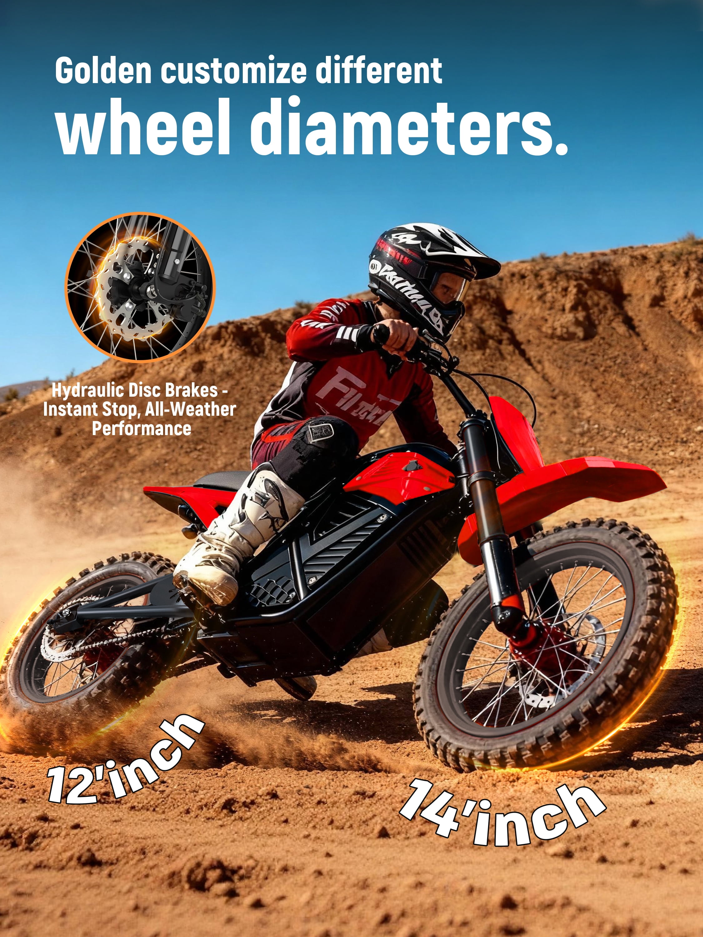 Eskute Electric Dirt Bike for Teens Adults, Electric Motorcycle 48V23Ah, Mid-Drive Motor 3500W Peak 38mph 53-Mile Range, Hydraulic Nitrogen Dual Shock Absorbers Red with Lock, UL2849