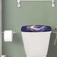 thumbnail image 2 of Renewold Toilet Tank Lid Cover Bathroom Decor Accessories Dust and Stains Resistant Toilet Protective Cover Universal Fit, Violet Butterfly Moon Rose Print, 2 of 6