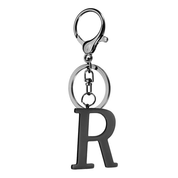 Uxcell Initial Letter Keychain, 1PCS Key Chain Stainless Steel, Black ( Letter R)