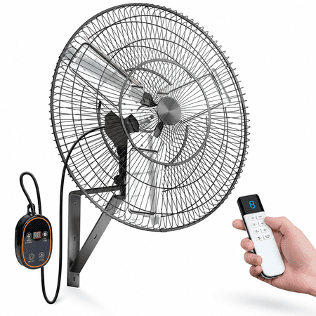 AIDEL 24 Inch Wall Mount Industrial Fan with Remote, DC Motor, 8 Speeds, Oscillating, Timer, for Garage, Shop and Covered Patio