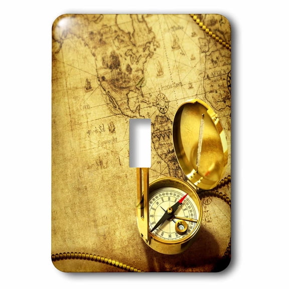3dRose, Compass on a travellers map, single toggle switch