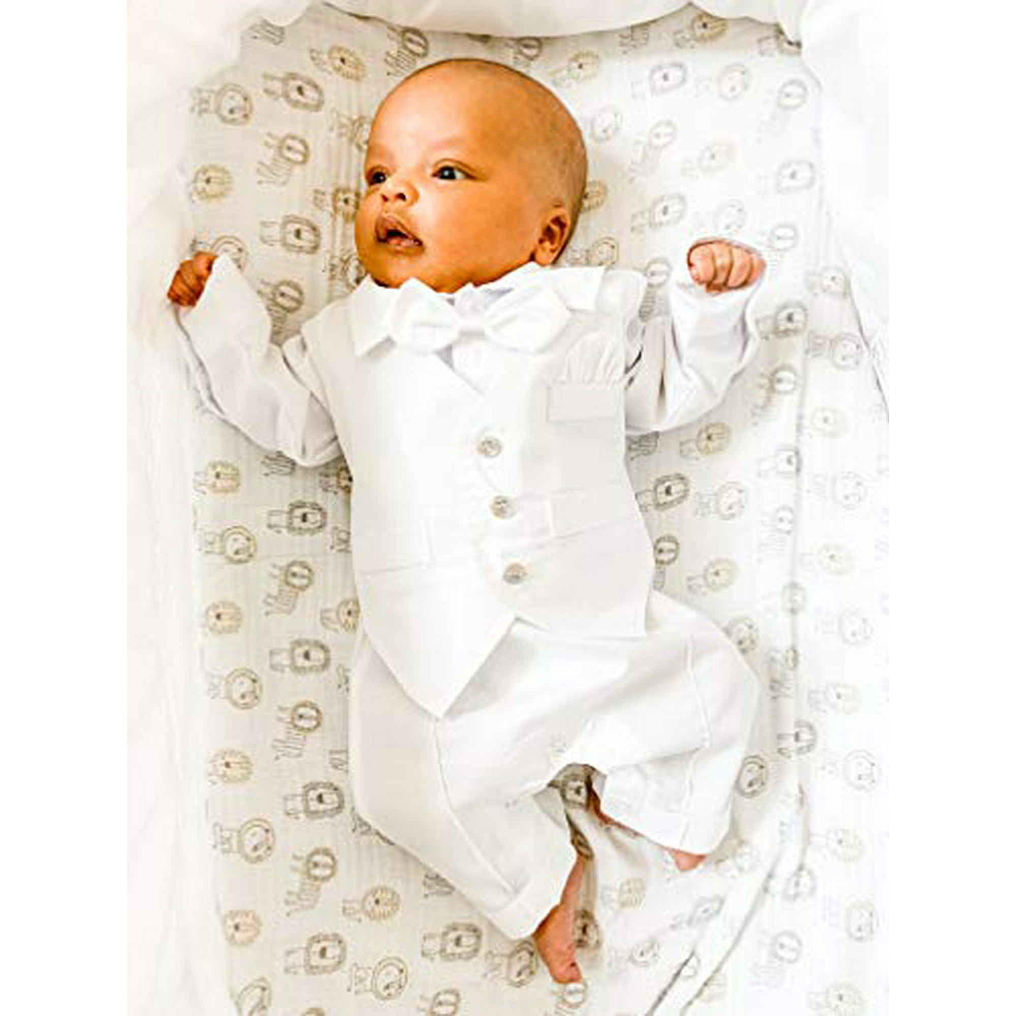 See Pic White Baby Boy Blessing Suit Outfit Long Sleeve 0 3m