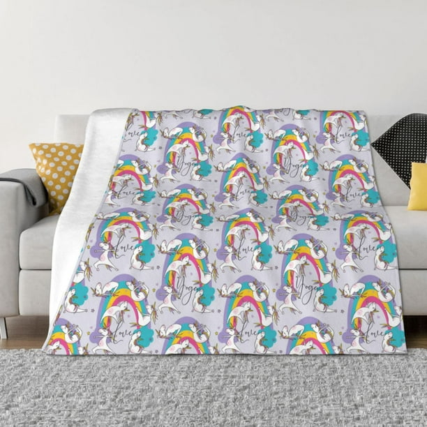 Balery Unicorn DoingYoga Manta de Franela con Dibujo, Lujo Ultra Suave y Cálido, Antipelusa y Resistente a las Arrugas para Cama, Sofá, Camping -50"x40"