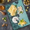 thumbnail image 5 of Damask Cutting Board, Modern Old Motif Symmetric Lines Royal Color Bold Floral Pattern, Decorative Tempered Glass Cutting and Serving Board, Large Size, Black Blue, by Ambesonne, 5 of 5