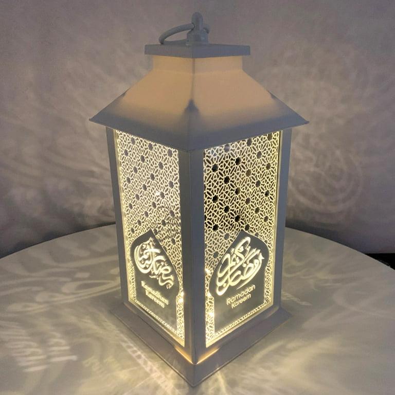 Ailytec Mini Lantern with LED Star - 5 inch Tall, Warm White Star Light, Ramadan Table Decor Centerpiece, Battery Included, Size: 5.1, Black