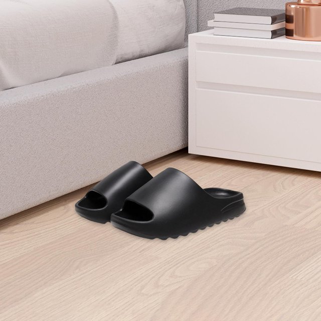 Zapatillas de verano, zapatillas de playa, sandalias de punta abierta de EVA, suela gruesa, cómodos zapatos deslizantes de suelo suave, zapatillas de Negro 44 a 45 Salvador Zapatillas de estar por casa