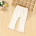 thumbnail image 2 of CPNG Girls Ruffle Leggings Bell Bottom Flare Pants Toddler Baby Girls Solid Color Stretchy Bell Bottoms Trousers(Beige,3-4 Years), 2 of 8