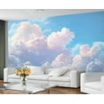 thumbnail image 2 of Blue Sky White Cloud Mural 3D - Natural Scenery Wall Paintings, Modern 3D Wall Mural For Living Room Bedroom, Clouds Murals For Children's Room 118"W x 83"H (Not Peel and Stick), 2 of 6