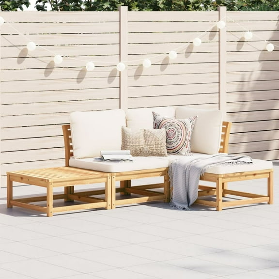 vidaXL 4 Piece Patio Lounge Set with Cushions Solid Wood Acacia