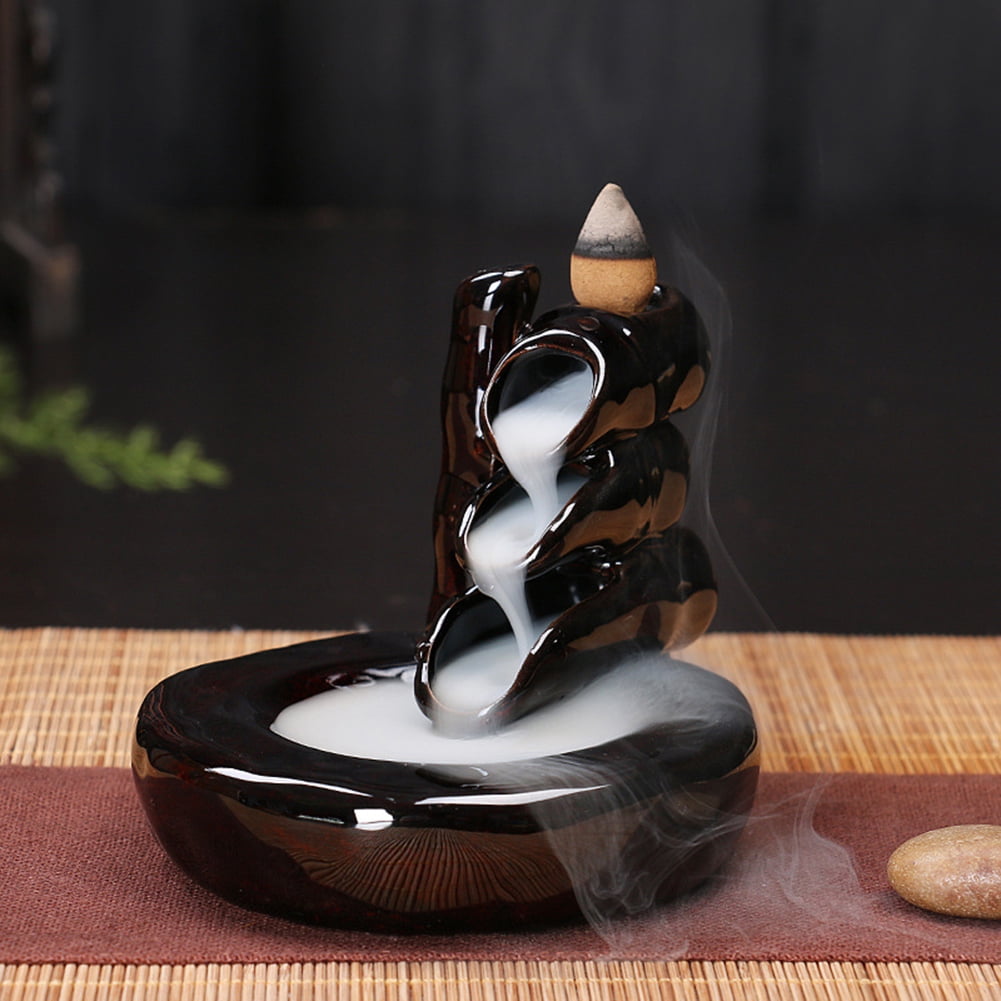 Yesbay Censer Ceramic Waterfall Backflow Incense Burners Holder Censer Diffuser Home Decor