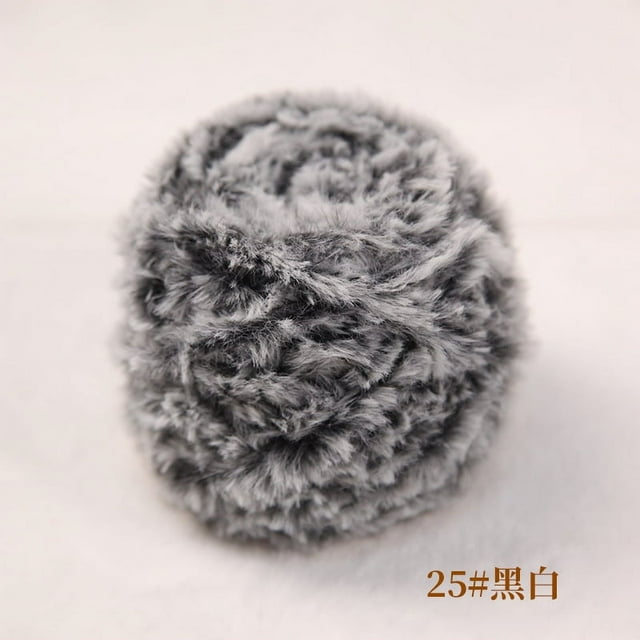 Zhuge Hilo de chenilla grueso para tejer voluminosos y esponjosos, hilo de chenilla, hilo de felpa suave, 100 g, blanco y negro