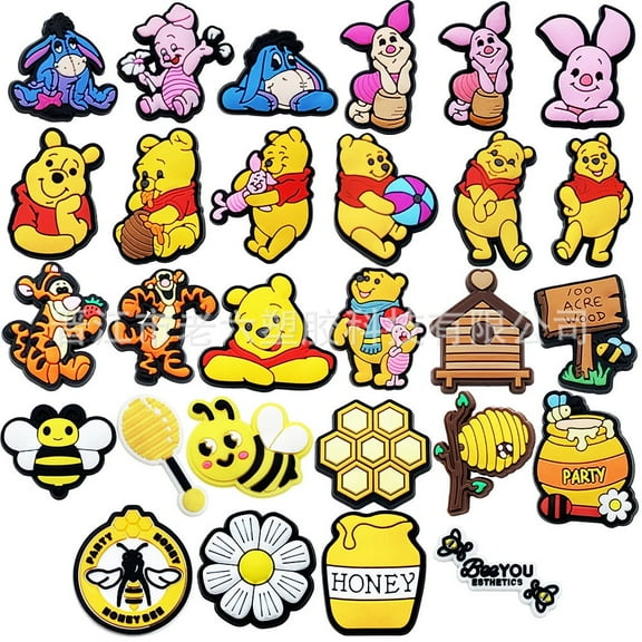 Winnie Pooh 28 Pcs Anime Shoe Charms for Shoes,Cartoon Shoe Charms for Party Gift .DIY Decoration Accessories