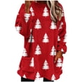 thumbnail image 7 of asdoklhq Shirts for Women Fashion Printed Loose Long Sleeve Blouse Round Neck Hoodless Sweatshirts Red S, 7 of 7
