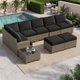 thumbnail image 6 of Clouddwell 9 Piece Outdoor Sectional Set with Swivel Rocker Chairs of 2, Wicker Rattan Patio Conversation Sets, Black, 6 of 6