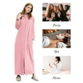 thumbnail image 4 of LOFIR Womens Zipper Front Robe, Long Plush Hooded Fleece Soft Bathrobes for Women Housecoat Sleepwear Pajamas (L/XL, Light Pink), 4 of 6