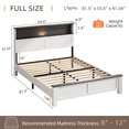 thumbnail image 3 of UHOMEPRO Full Size Bed Frame with Charging Station and LED Light, Wood Platform Bed with Headboard and Footboard, Holds 550lbs, Easy Assembly, No Box Spring Needed, Black and White, 3 of 9