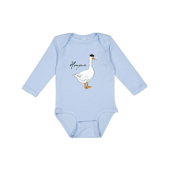 Inktastic French Goose says Honque Boys or Girls Long Sleeve Baby Bodysuit