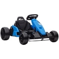 thumbnail image 2 of Qaba Electric Go Kart with 24V 9Ah Battery, Dual 150W Motors, Adjustable Seat & 11.2MPH High Speed, Slow Start, 5-Point Harness, for 6-12 Years, Blue, 2 of 9