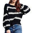 thumbnail image 2 of Womens Cute Sweaters Trendy Color Block Pullover Sweater Cable Knit Jumper Tops, 2 of 8