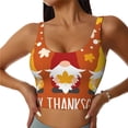 thumbnail image 2 of Picia Happy Thanksgiving Three Gnomes Sports Bra for Women,Padded Strappy Sports Bras Medium Support Yoga Bra with Removable Cups,Running Yoga Bra-, 2 of 9