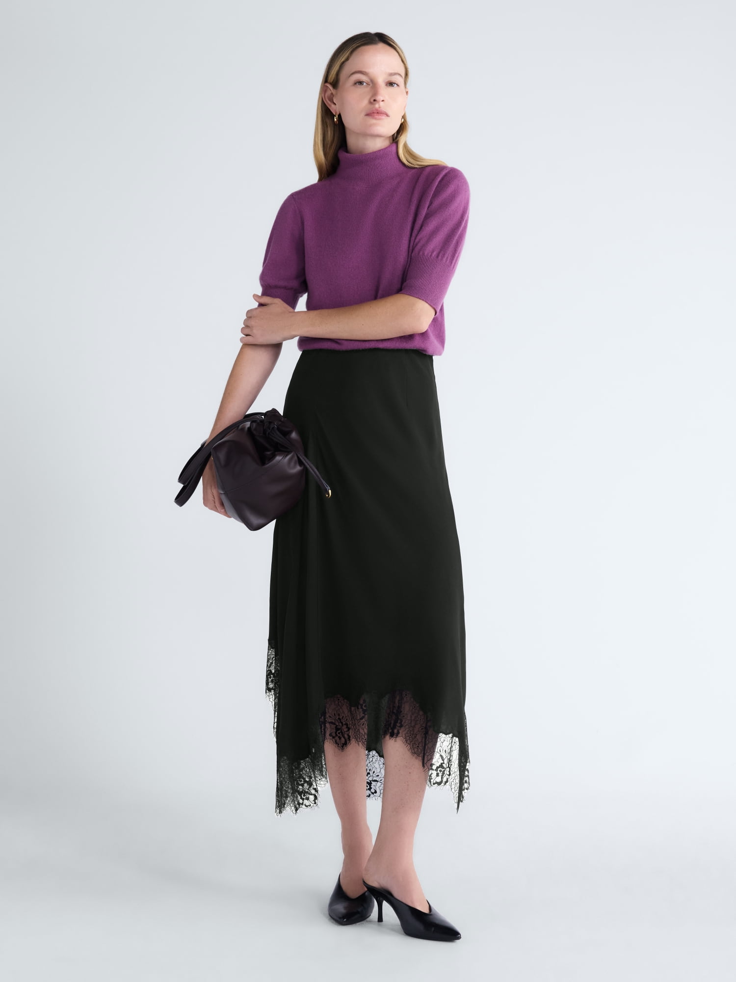 Scoop Women's and Women's Plus Asymmetrical Lace Maxi Skirt, Sizes XS-4X