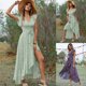 thumbnail image 3 of Nuevo vestido bohemio estampado ajustado con tirantes y cuello en V para mujer, 3 of 4