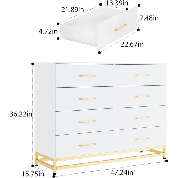 white and gold 8 drawer dresser Camden Extra Large 8-Drawer Dresser main image 1