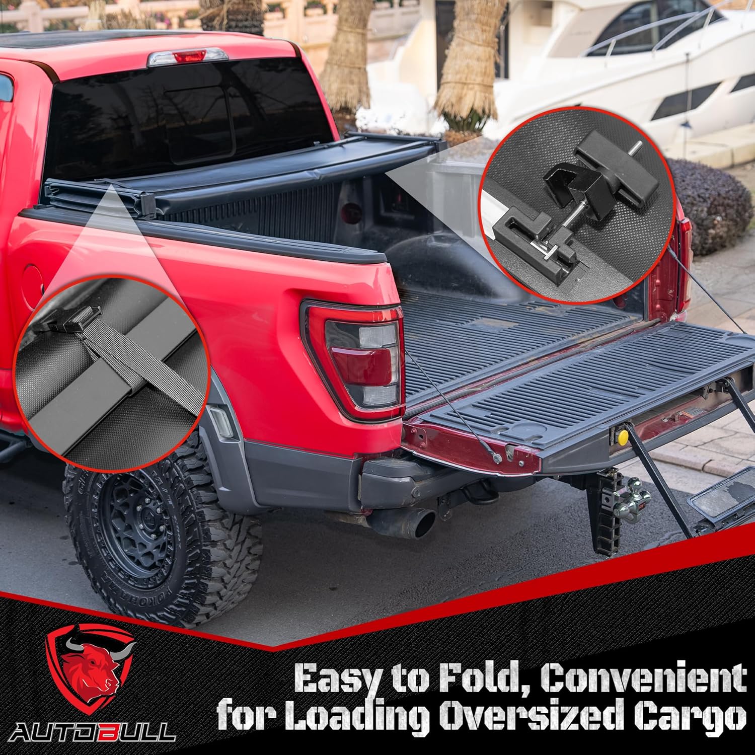 WHALEMOTOR 5.2ft Soft Tri Fold Tonneau Cover Compatible with 2015-2026 Chevy Colorado & GMC Canyon, Truck Bed (61.7") Vinly Top Alloy Steel Structure