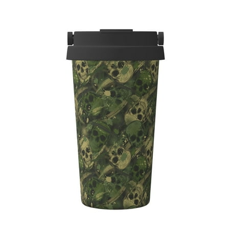 

Junzan Green Camouflage Skull for Stainless Steel Vacuum Insulated Tumbler - Reusable Insulated Cold Brew Iced Coffee Cup Thermos -Gifts for Women Men Him Her