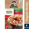 Quaker Instant Oatmeal, Organic Variety, 3 Flavor Variety Pack, 8 Packets